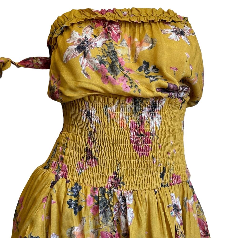 Blue Life Yellow Floral Smocked Waist Ballerina Romper sz XS NWT $180 - Picture 2 of 12
